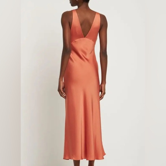 Jonathan Simkhai Josette Cut Out Draped Midi Dress in Coral - Size 10 - Picture 5 of 8